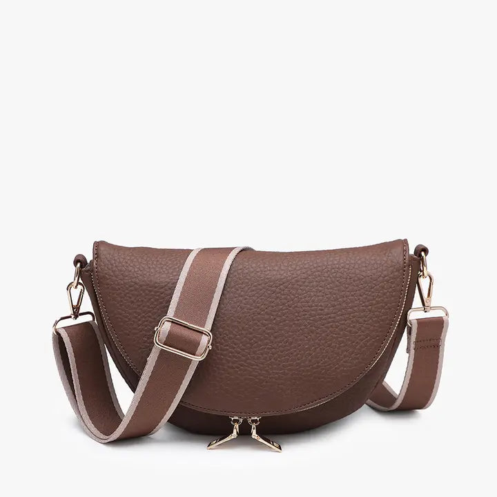 Jen & Co Alessandra Foldover Crescent Crossbody-Chocolate