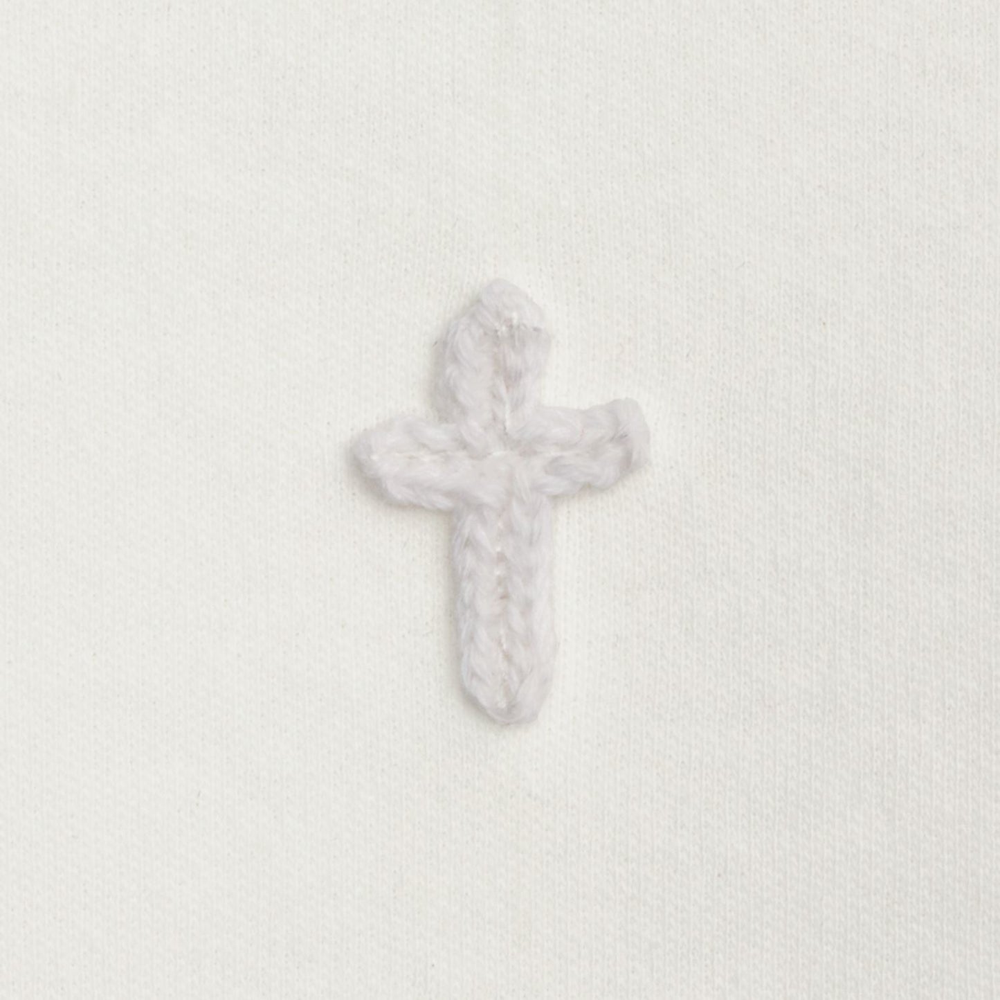 MUD PIE IVORY CROCHET CROSS SLEEPER