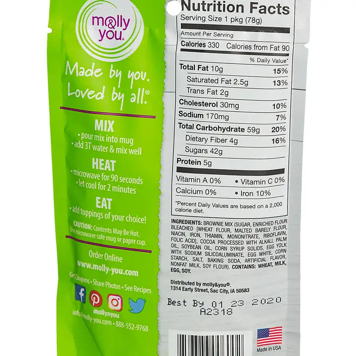 molly&you Ooey Gooey Chocolate Brownie Microwave Single