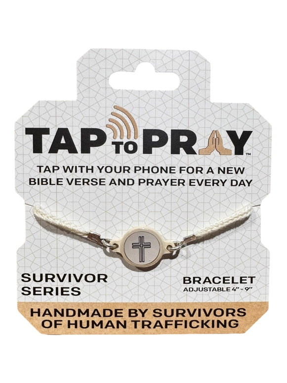 Versible Tap To Pray™ - Survivor Series Handmade Bracelets-Vanilla + Cross
