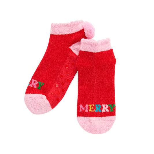 SHIRALEAH VERY MERRY HOME SOCKS,RED