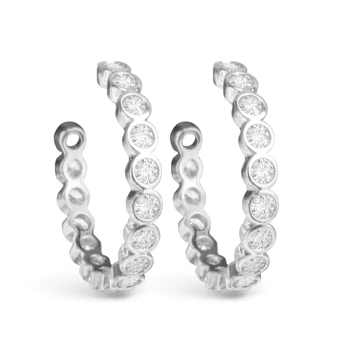 Amanda Blu Bezel Set Cz Hoop Earrings