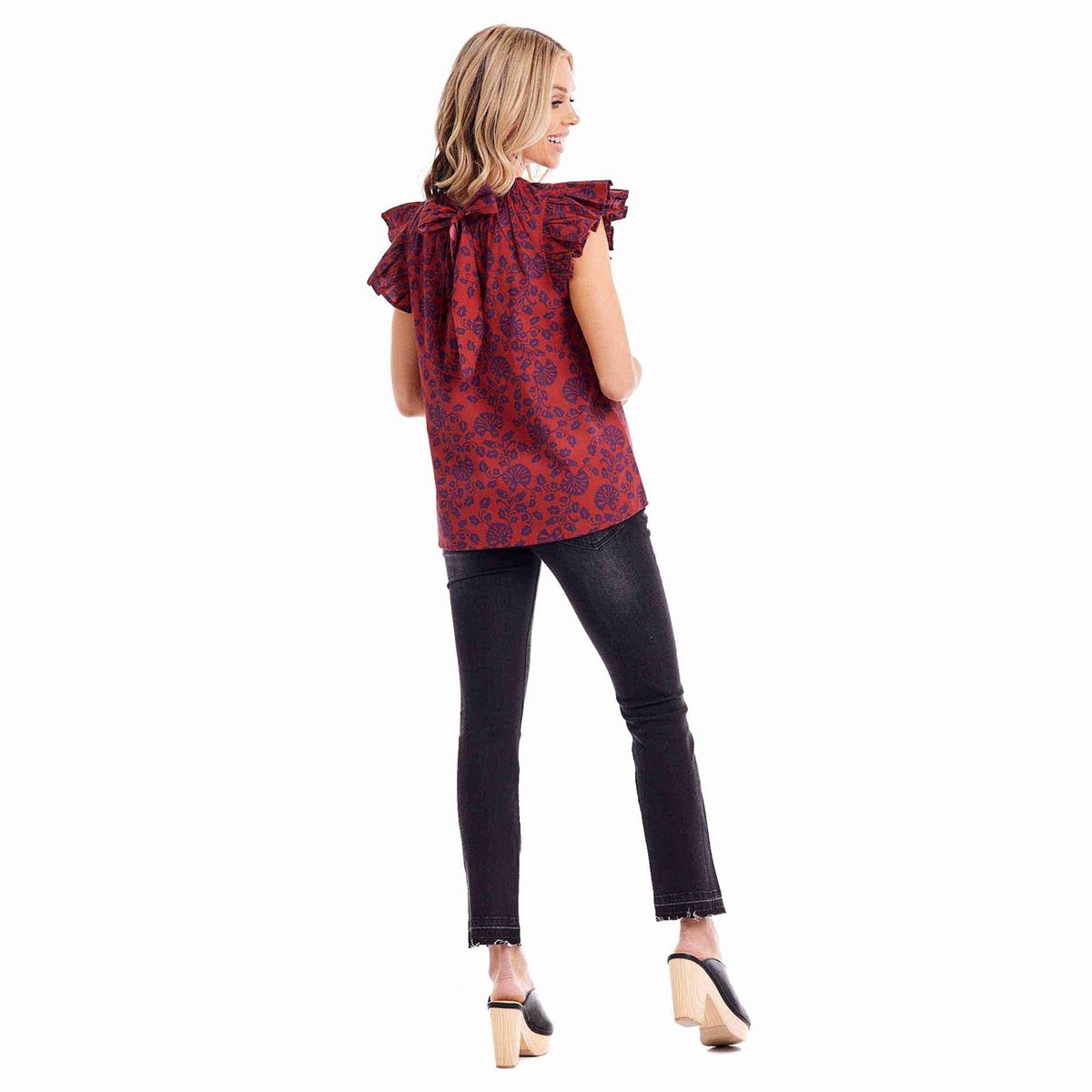 MUD PIE RED FLORAL SALMA TOP