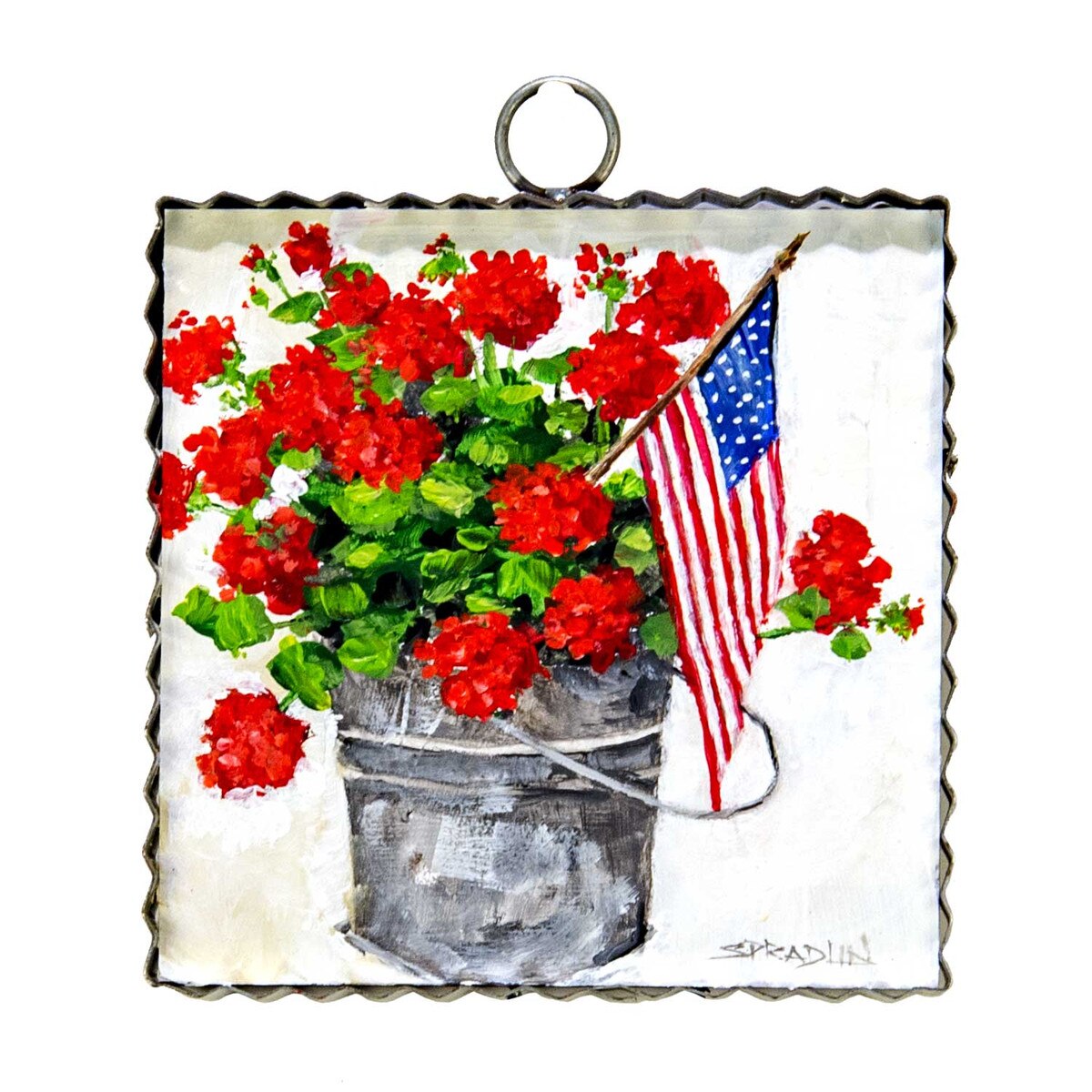 The Round Top Collection Mini Art Bucket of Geraniums