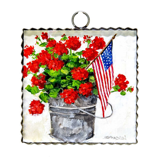 The Round Top Collection Mini Art Bucket of Geraniums
