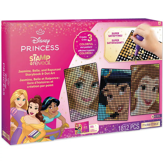 Make It Real: Disney Stamp To Reveal - Jasmine, Belle, Rapunzel Storybook DIY 3 Princess Dot Posters