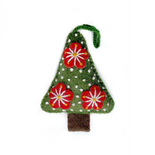Ornaments 4 Orphans Green Tree Ornament, Embroidered Wool