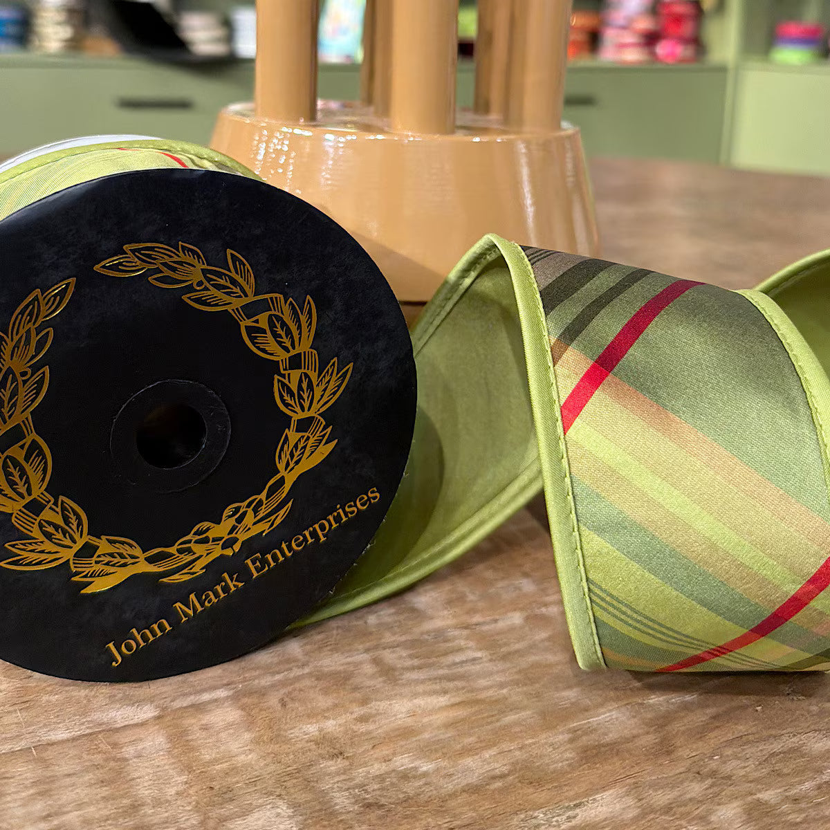 John Mark Enterprises Tafetta Plaid Green-2.5x10yd