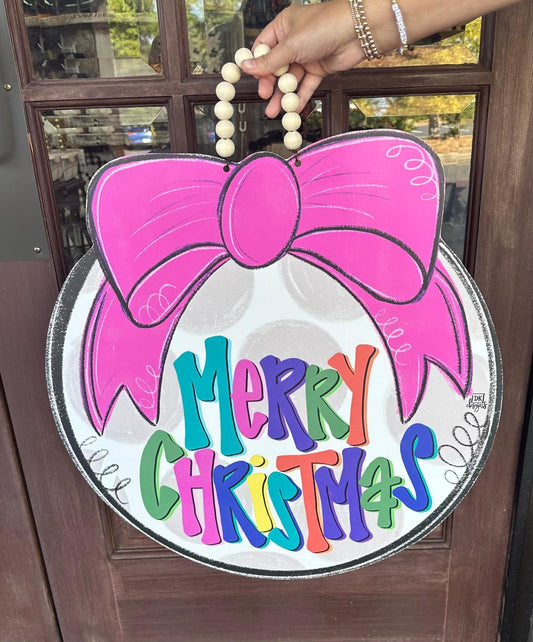 DK Designs Merry Christmas With Pink Bow Door Hanger