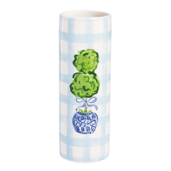 MUD PIE GINGHAM TOPIARY BUD VASE