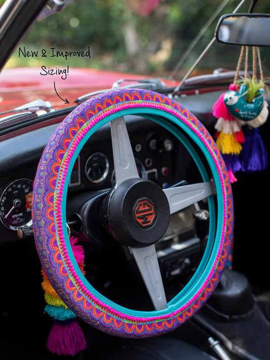 Natural Life Steering Wheel Cover, 15" - Rainbow