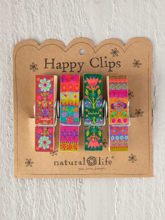 Natural Life Bag Clips, Set of 4 - Thankful