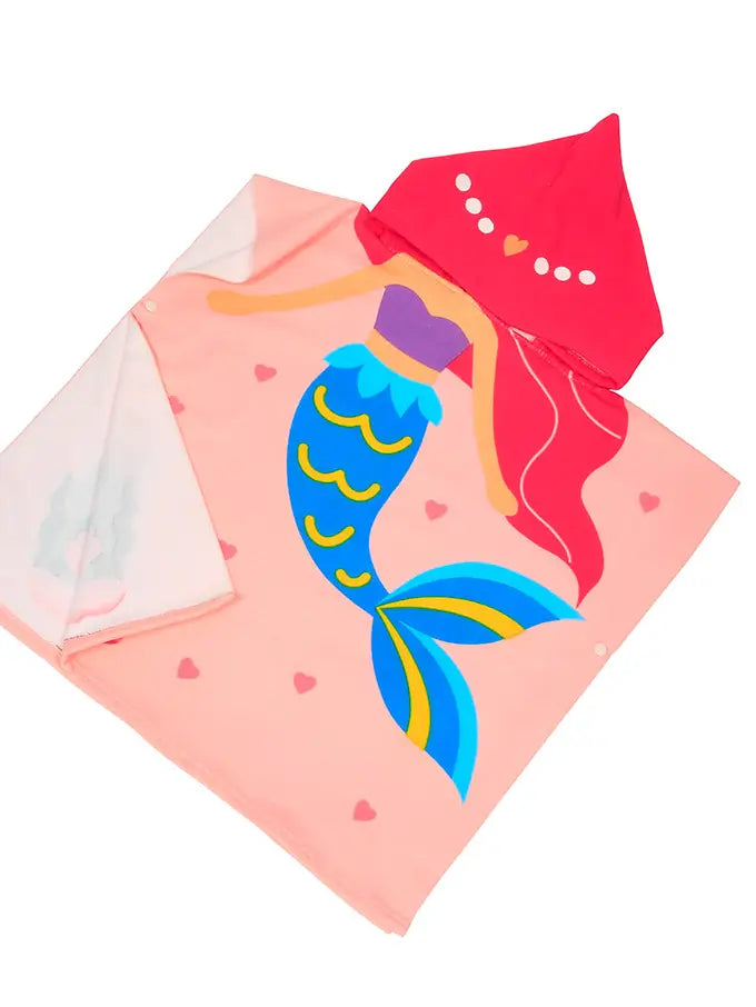 London Bridge Mermaid On Pink Poncho Towel