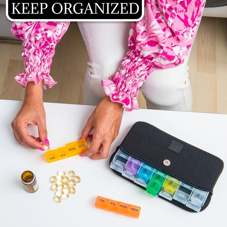 Made Easy Kit Pill Case Large 7-Day / 28 Compartments-Black