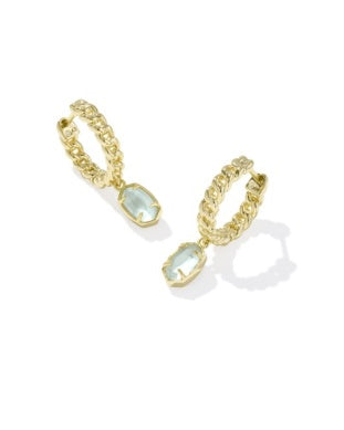 KENDRA SCOTT EMILIE HUGGIE EARRINGS GOLD LIGHT BLUE ILLUSION