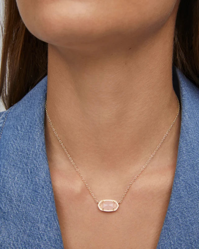 Kendra Scott Elisa Gold Pendant Necklace in Rose Quartz