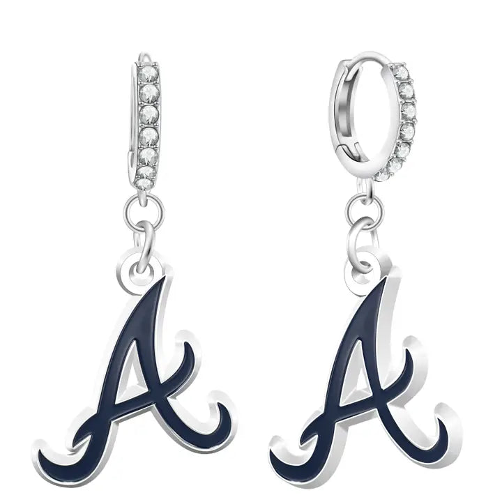 Mlb Atlanta Braves Rhinestone Circle Earrings