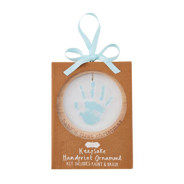 MUD PIE BLUE ACRYLIC HANDPRINT ORNAMENT