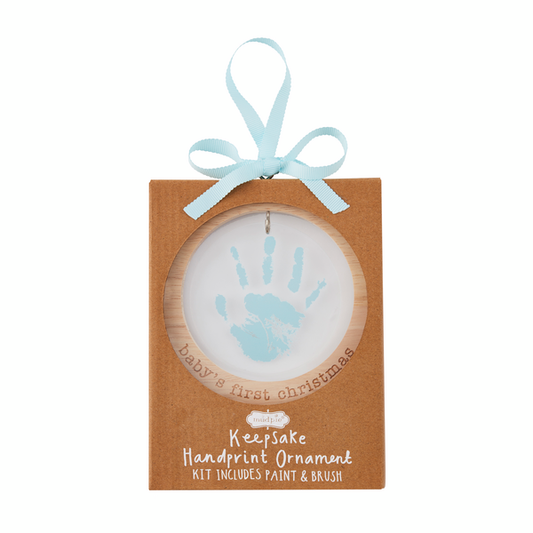 MUD PIE BLUE ACRYLIC HANDPRINT ORNAMENT