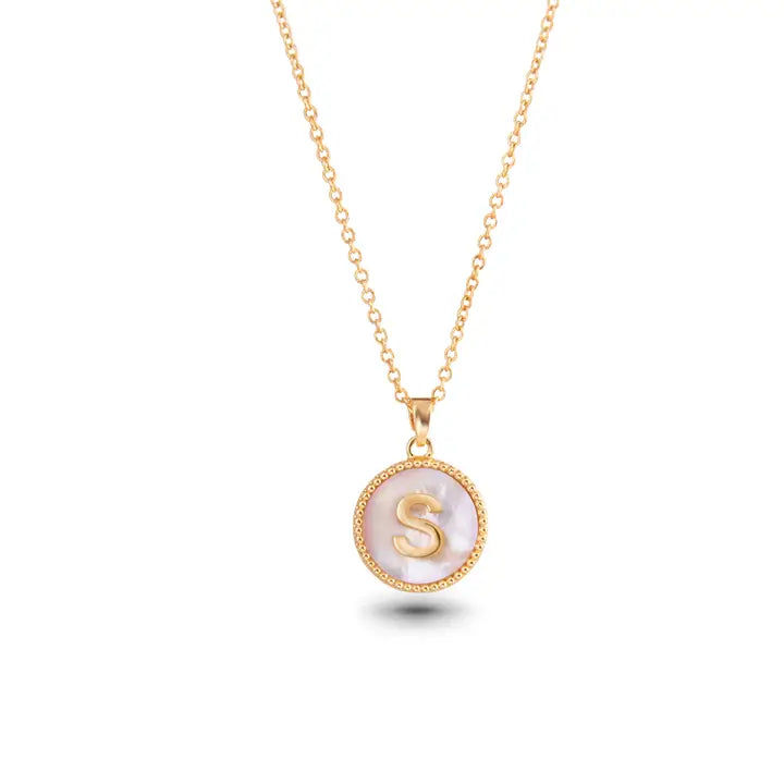 AMANDA BLU GOLD MOTHER OF PEARL INITIAL NECKLACE