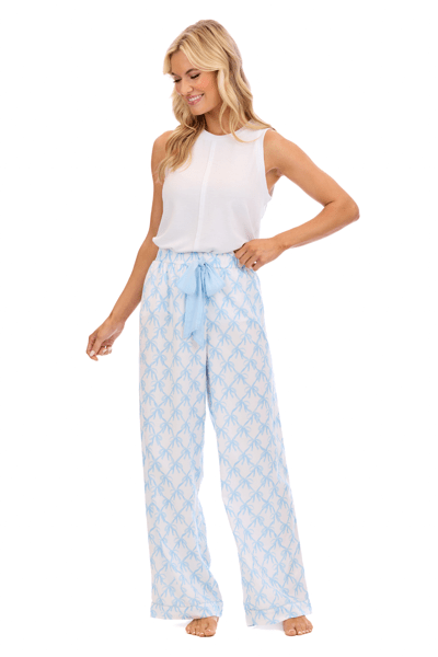 MUD PIE BLUE BOW PAJAMA PANTS