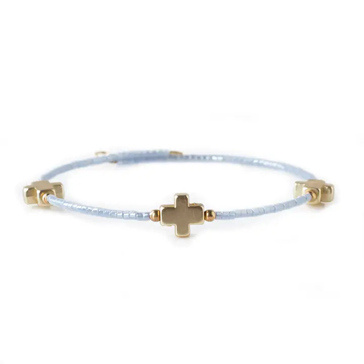 Lenny & Eva Faithful Cross Bangle-Sky Blue