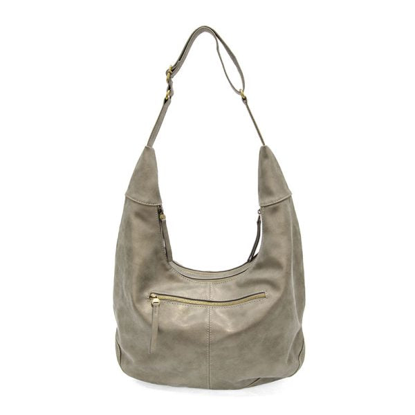 Joy Susan Rochelle Faux Suede Large Crescent Hobo Bag-Metallic Silver