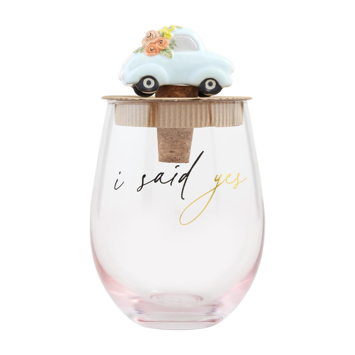 MUD PIE ENGAGED WINE GLASS & STOPPER SETS