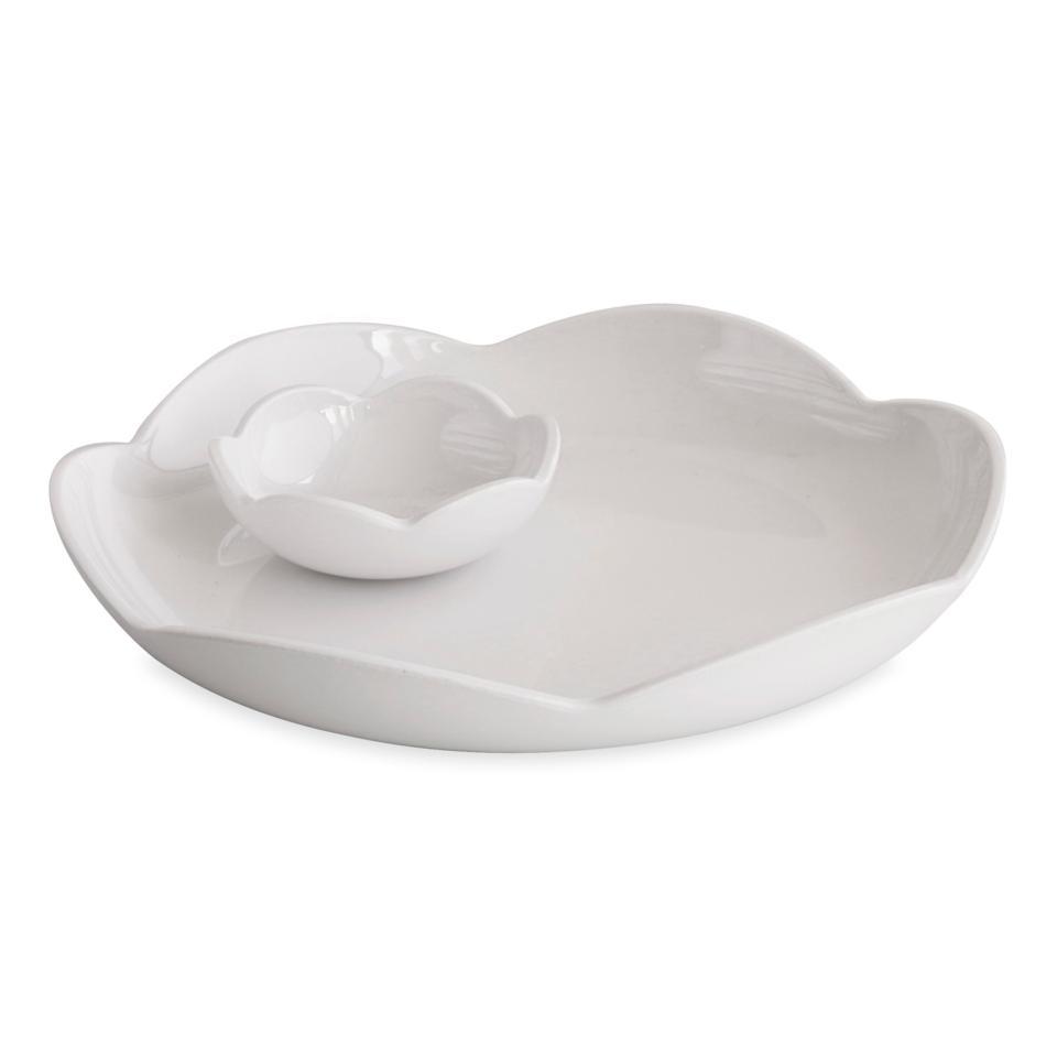 Beatriz Ball Vida Amelia Round Platter with Mini Dip Bowl White