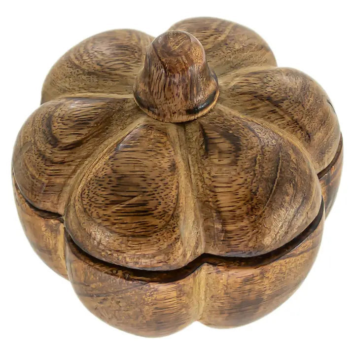 Boston International 4" Pumpkin Mango Wood Dish Swivel Top