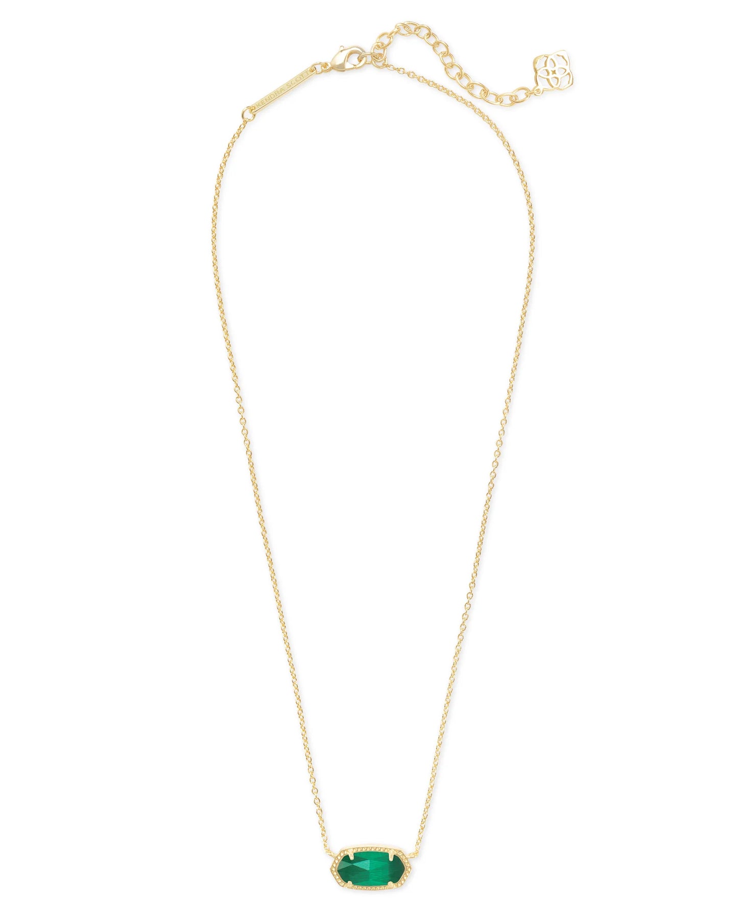 Kendra Scott Elisa Gold Pendant Necklace in Emerald Cat’s Eye