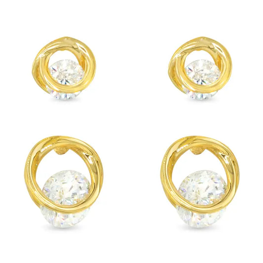 Amanda Blu Gold Cz Tension Duo Earrings
