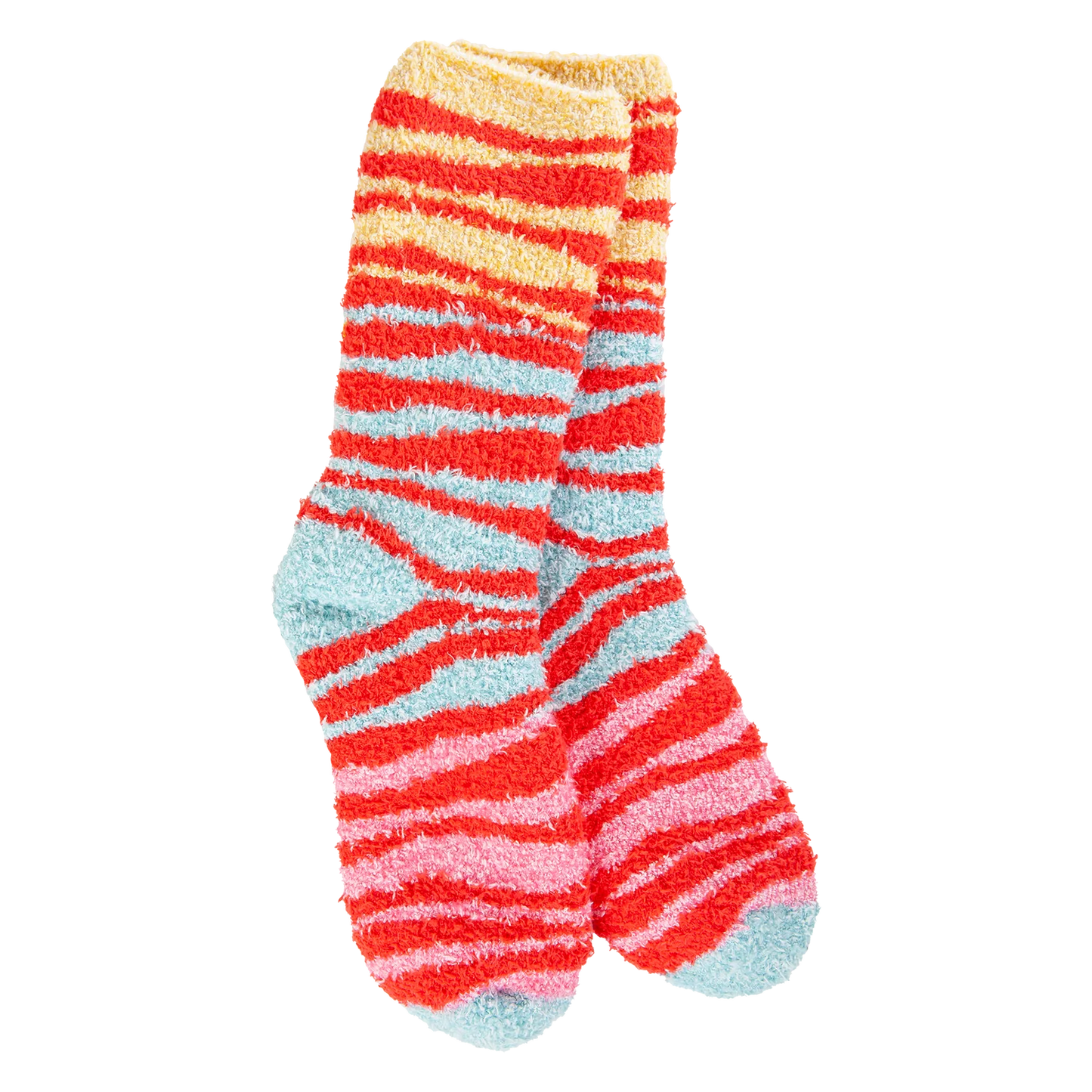 World's Softest Holiday Knit Pickin' Fireside Crew-Orange Multi Zebra