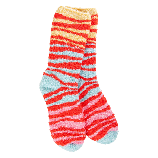 World's Softest Holiday Knit Pickin' Fireside Crew-Orange Multi Zebra