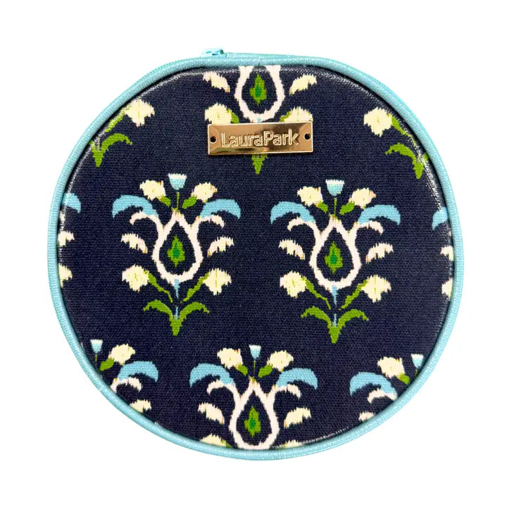 Laura Park Designs Rosemary Indigo Round Jewelry Case