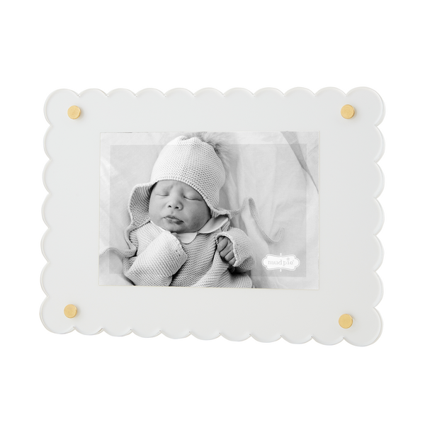 MUD PIE SCALLOPED WHITE ACRYLIC FRAME