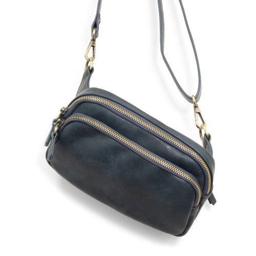 Joy Susan Navy Kylie Double Zip Sling/ Belt Bag