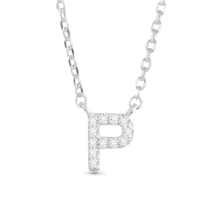 Amanda Blu Silver Cz Initial Necklace - P