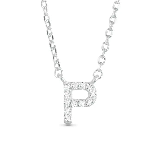 Amanda Blu Silver Cz Initial Necklace - P