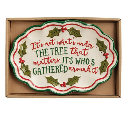 MUD PIE CHRISTMAS HOLLY SENTIMENT TRAY