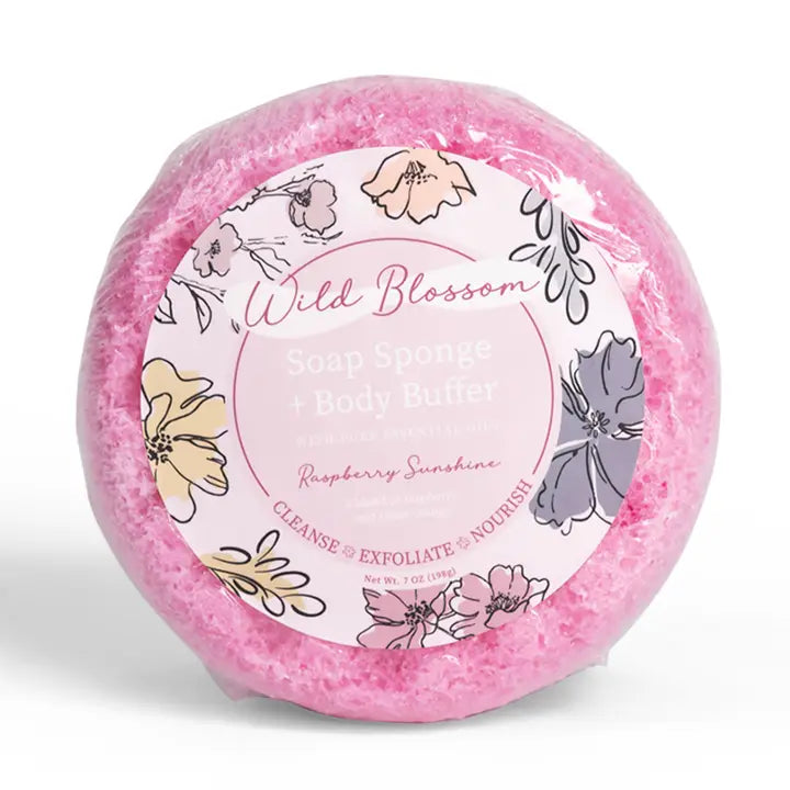 Cait + Co Wild Blossom Soap Infused Body Buffer-Raspberry Sunshine