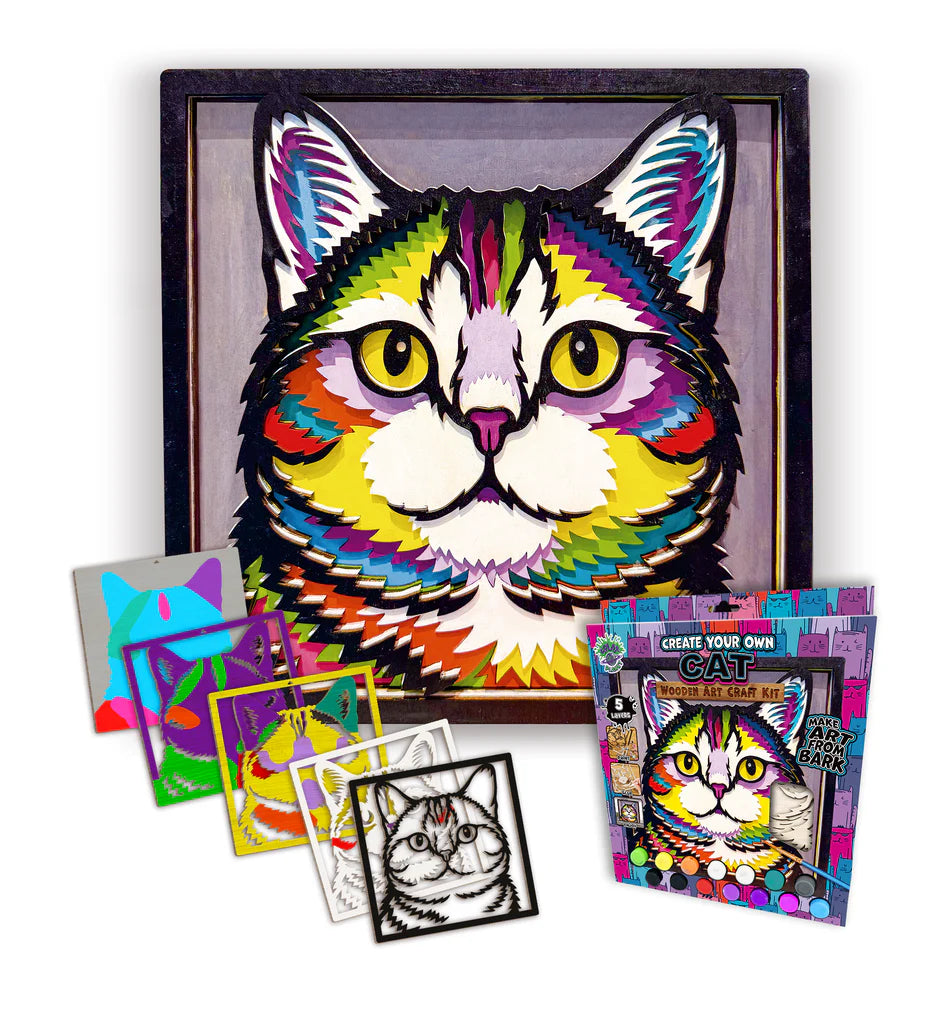 SPLAT PLANET WOODEN CAT ART CRAFT KIT