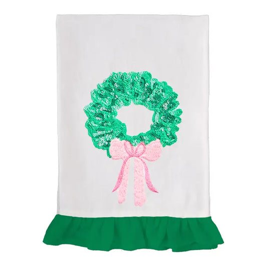 Mary Square Tea Towel Sequin Wreath