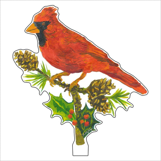 Kimberly Hodges Art and Design Cardinal with Pine Cones