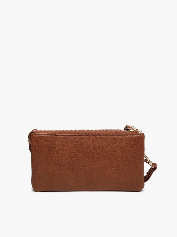 Jen & Co. Ariel Distressed Dual Compartment Wristlet Wallet-Brown