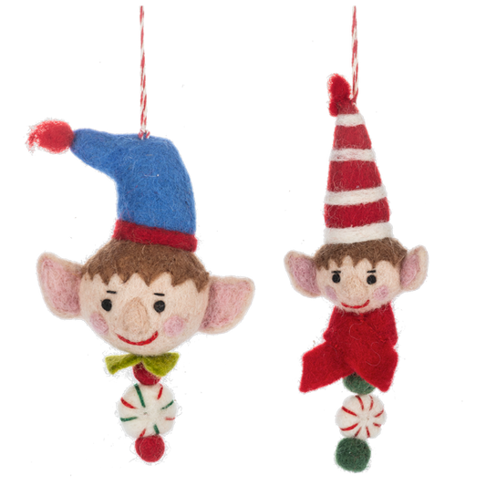 Ganz Handcrafted Elf Head Ornaments