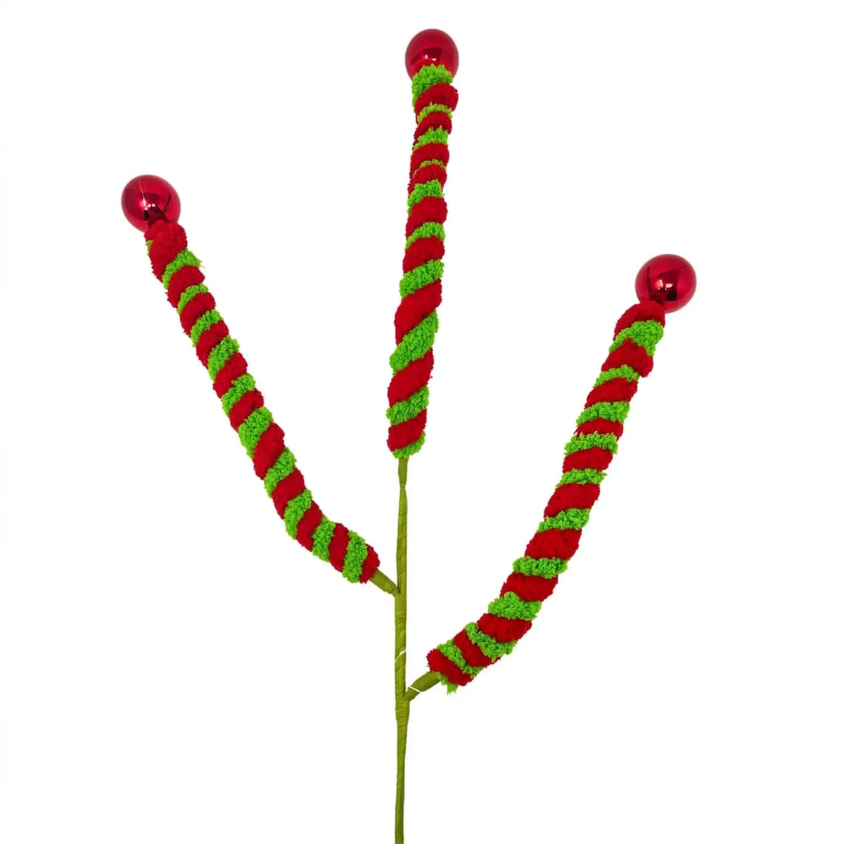 David Christopher's Jumbo Chenille Candy Ball Spray - Red/Green 28”