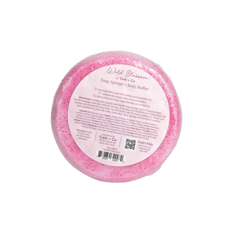 Cait + Co Wild Blossom Soap Infused Body Buffer-Raspberry Sunshine