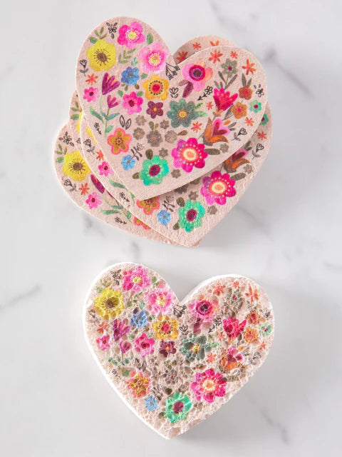 Natural Life Puff Up Sponges, Set of 5-Heart