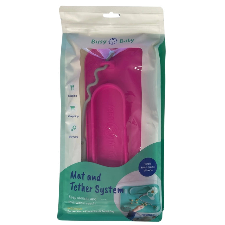 Busy Baby Silicone Placemat - 4 Tether Version-Pink